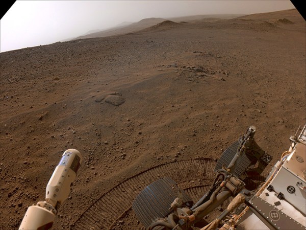 View of a martian landscape with brown sand